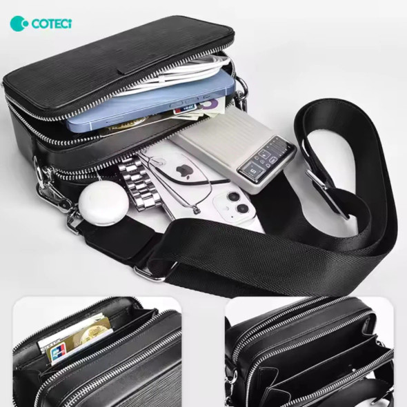 Coteci Luxury Genuine Leather Square Satchel Bag