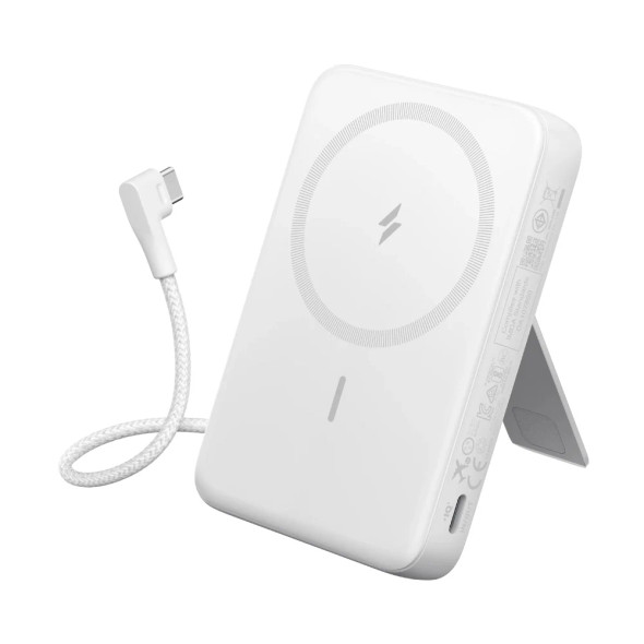 Anker Power Bank 10K (Magnetic Built-In USB-C Cable) - White