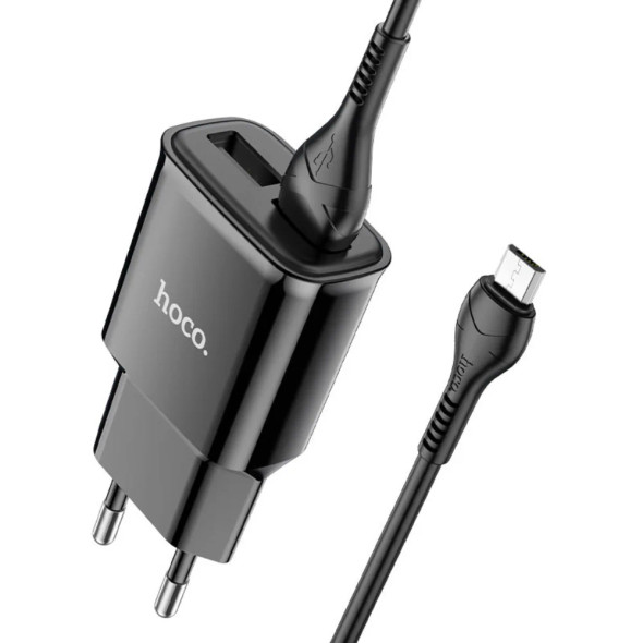 Hoco Dual Port Wall Charger with Cable (micro-usb) - Black | C88A