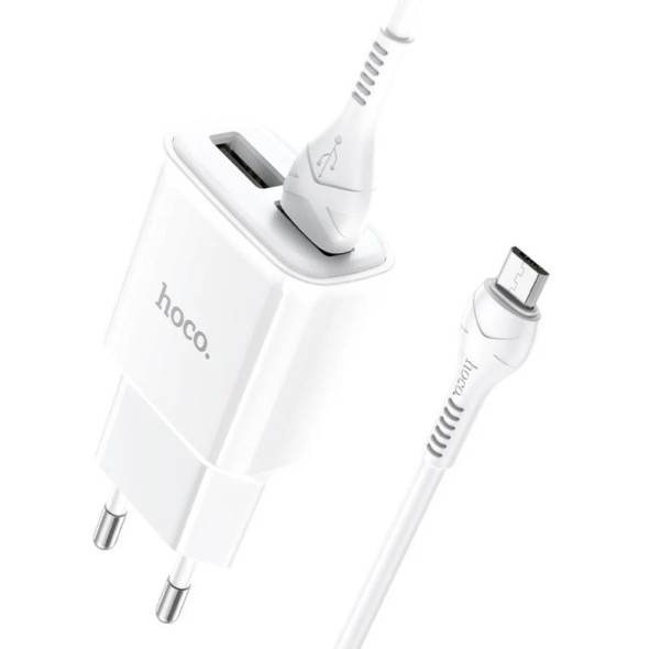 Hoco Dual Port Wall Charger with Cable (Micro-USB) - White | C88A