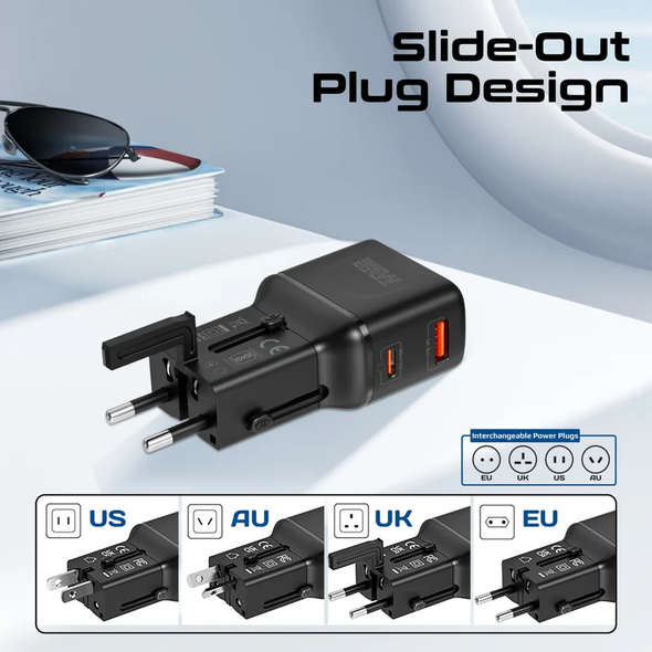 Promate 35W Power Delivery Multi-Port Travel Adapter | TriPlug-PD35