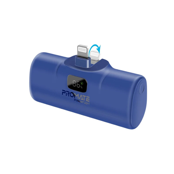 Promate Powerup-I, 5000mAh Ultra Compact 20W Power Bank with Built-In Lightning, Blue | POWERUP-I.BLUE
