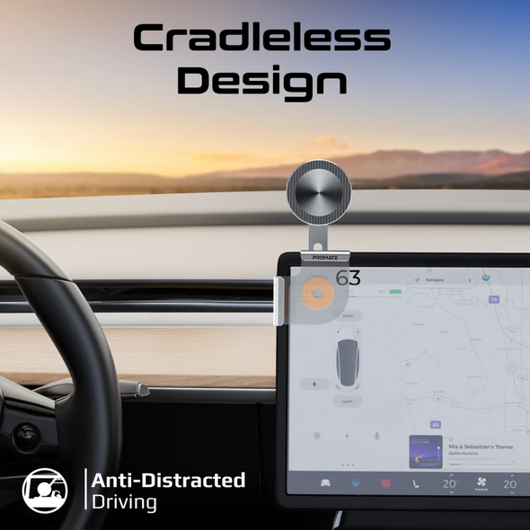 Promate SecureGrip™ Cradleless Magnetic Smartphone Holder for Car Monitor | MAGHOLD-90