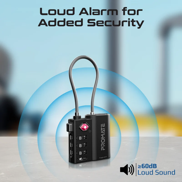 Promate TSA Luggage Lock with Smart Precision Tracking Tag, Works with Find My App | TAGLOCK