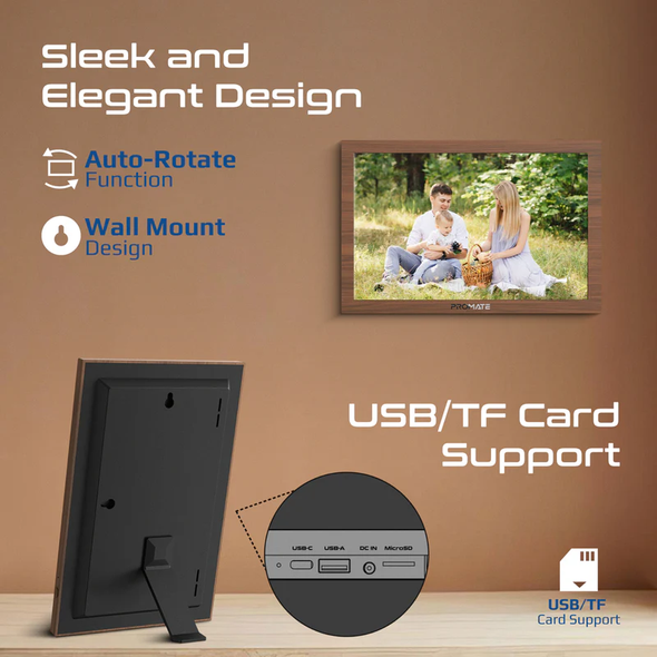 Promate 10.1" Vibrant Full HD Smart Multimedia Wi-Fi Digital Photo Frame | MEMORIA-10