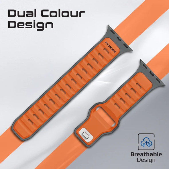 Promate Durable Two-Toned Silicone Sporty Watch Band - Orange | SILIBAND-DC.ORANGE