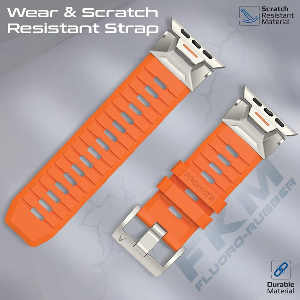 Promate Premium Sports FKM Fluoro-Rubber Watch Band - Orange | SilicaBand-Pro.ORANGE