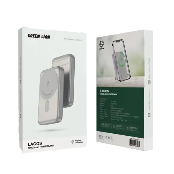 Green Lion Lagos 10000mAh Power Bank - Titanium | GNLAG10KPBTI