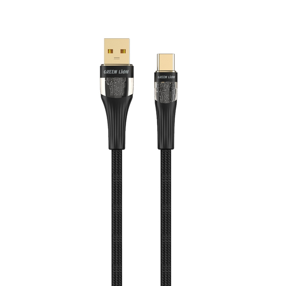 Green Lion Transparent Cable USB-A to USB-C | GNTRBRATCBK