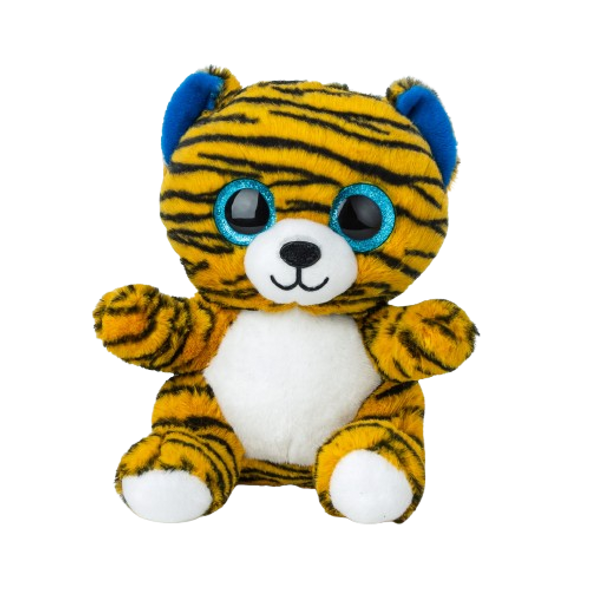 Tiger Plush Toy - Soft Striped Stuffed Animal with Blue Ears | 547-1 Tiger Plush Toy - Soft Striped Stuffed Animal with Blue Ears | 547-1
