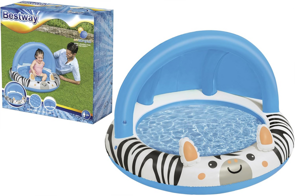 Bestway Inflatable Zebra Baby Pool with Canopy 97×66 cm | P-52559