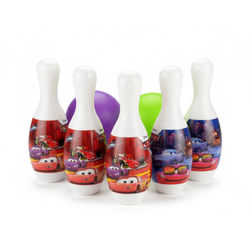 Speed Strike cartoon bowling set with Cars themed pins and colorful balls for kids