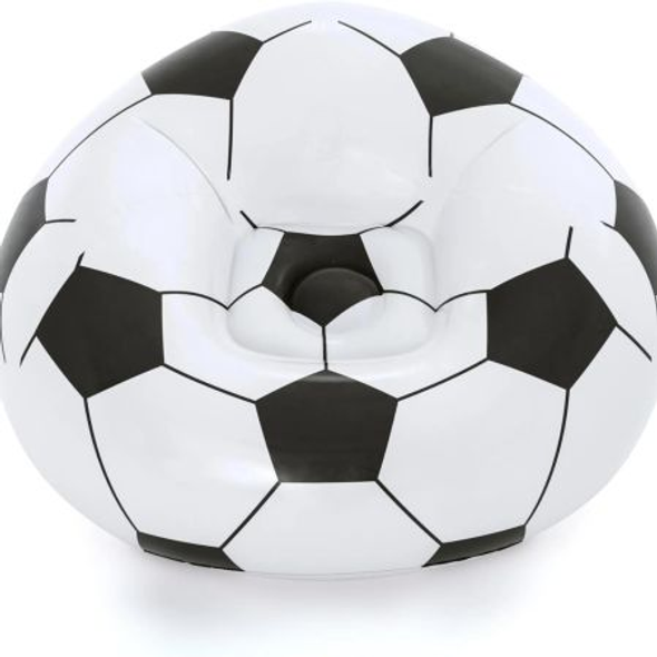 Bestway Inflatable Air Chair - Football Design - 114 × 112 × 66 cm - Flocked Air Chair with Repair Patch | P-75010