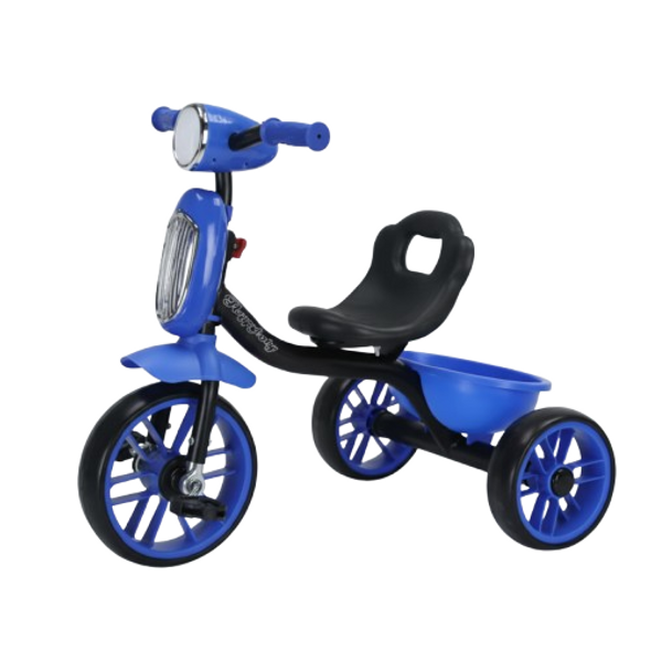Kids Ride-On Tricycle with LED Front Light & Rear Basket - Blue | 623/B