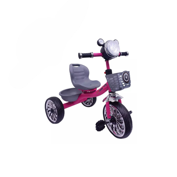 Kids Ride-On Tricycle with Light & Music, Comfortable Seat & Stylish Wheel Design - Pink | 900-8/P