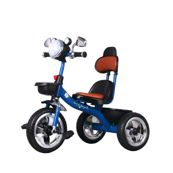 Kids Ride-On Tricycle with Headlight & Backrest, Pedal Bike - Blue | Q5/B