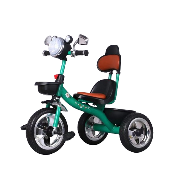 Kids Ride-On Tricycle with Headlight & Backrest, Pedal Bike - Green | Q5/G