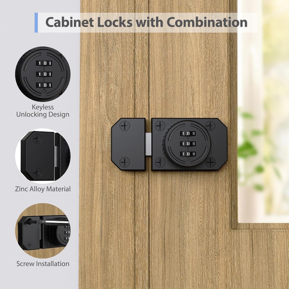 YogePote 3-Digit Combination Cabinet Lock | Mechanical Keyless Safe-Dial Lock