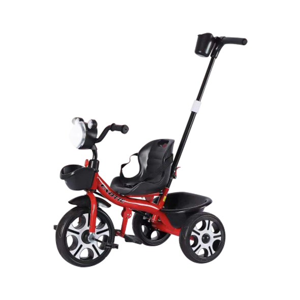Kids Ride-On Tricycle with Push Handle, Headlight & Rear Basket - Red | S450/R