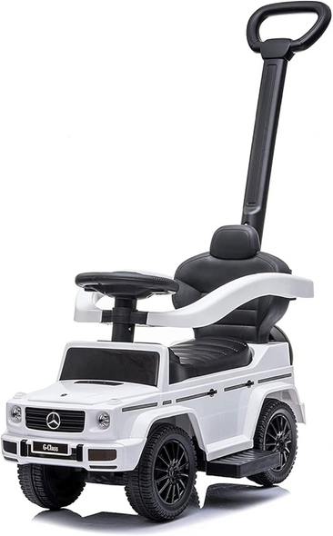 Mercedes Go Car with Handle - 36-9 White | Licensed Ride-On Push Car for Kids
