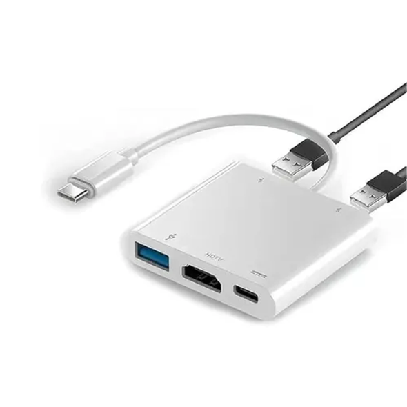 OEM Type-C to HDTV 5-in-1 Converter Adapter - USB-C Multiport Hub with 4K HDMI, USB, and PD Charging | HC-04D