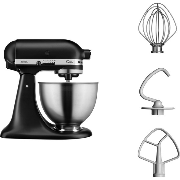 KitchenAid Classic 4.3L Tilt-Head Stand Mixer Matte Black | 5K45SSBBM