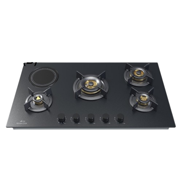 Queen Chef Built-in Gas Hob 4 Burners & 1 Electric Burner - Matt Black | QCHB76-4G1EGBM (B)