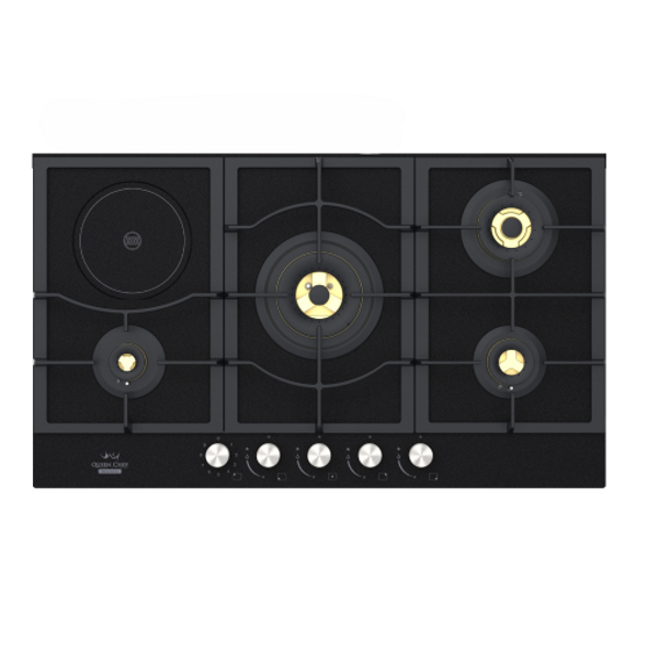 Queen Chef Built-in Gas Hob 4 Burners & 1 Electric Burner - Matt Black | QCHB90-4G1EGBM (B)
