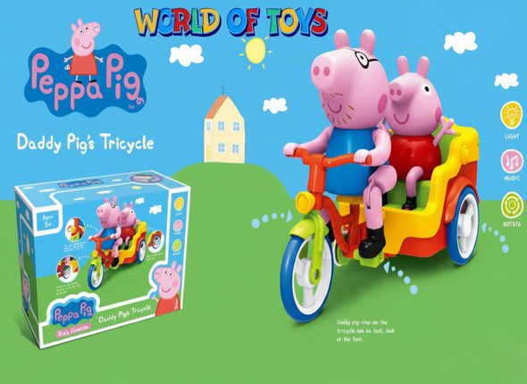 Peppa Pig Daddy Pig’s Tricycle - Light, Music & Rotating Action Toy | 692A