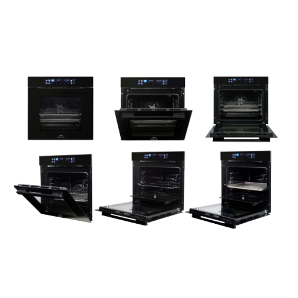 Queen Chef Built-in Electric Oven 60cm Convection Air Fryer 75L Black Glass & Steel | QCEO60-75D AFB