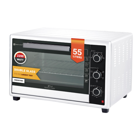 Queen Chef 55L High-Power Convection Electric Oven Double Glass 2200W - White | QCEO55/W
