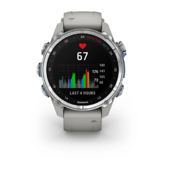 Garmin Descent MK3i Smart Watch 43 mm -Stainless Steel with Fog Grey Silicone Band | 010-02753-04