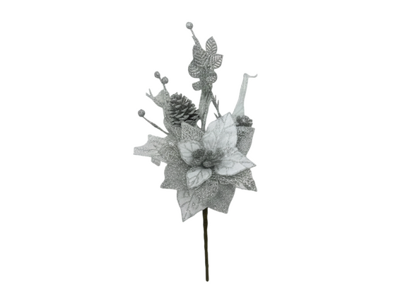 Silver Christmas Decorative Pick | 10058
