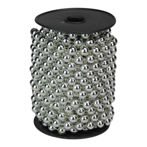Metallic Silver Beaded Garland Spool - 12mm Beads | AR1-6M-12RA-G