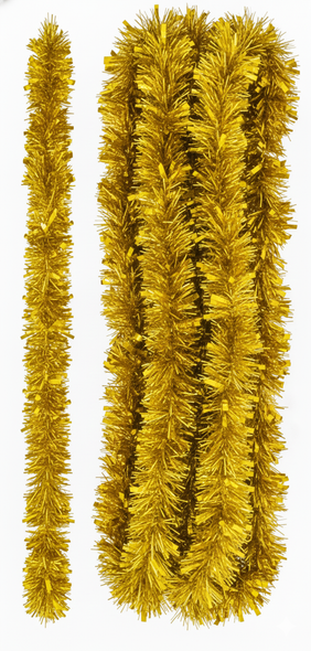 Chunky Golden Christmas Tinsel Garland 2M, 4" Wide - 5 pieces | AX1E-29-2MG