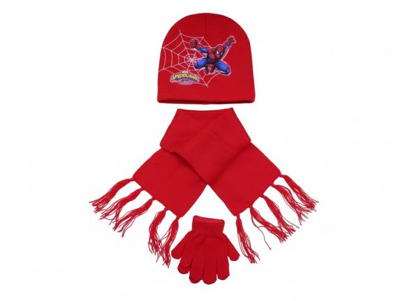 Kids Spiderman Winter Hat, Scarf & Gloves Set - Red | AL1895