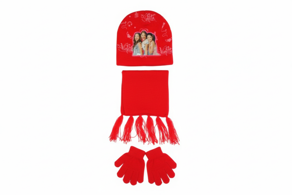 Kids’ Winter Hat, Scarf & Gloves Set with Violetta Print - Red | AL1885/R