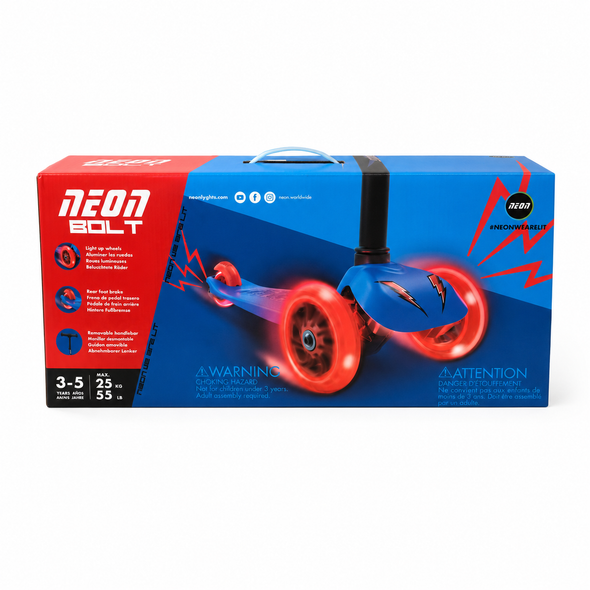 Neon Bolt Kids 3-Wheel Light-Up Scooter Blue NS14BU