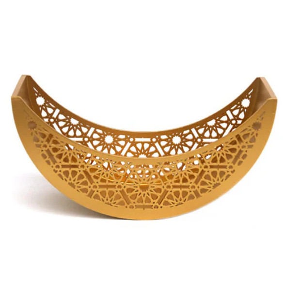 Articles Gold Arabesque Crescent Wooden Bowl 30.5×10.5×H14.5 cm | 29025-14-2G