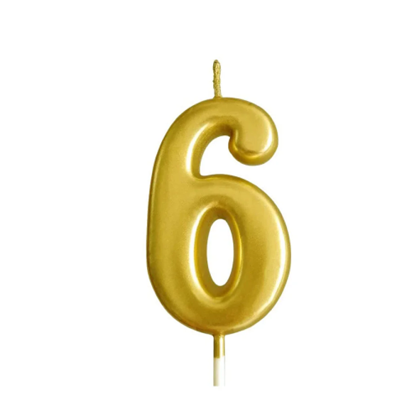 Gold Glitter Birthday Cake Candle Topper - Number Six | 349-1/G6