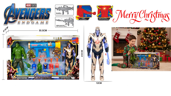 Avengers Endgame Action Hero Playset - Hulk, Thanos & Battle Gear Launcher Set | 1177B