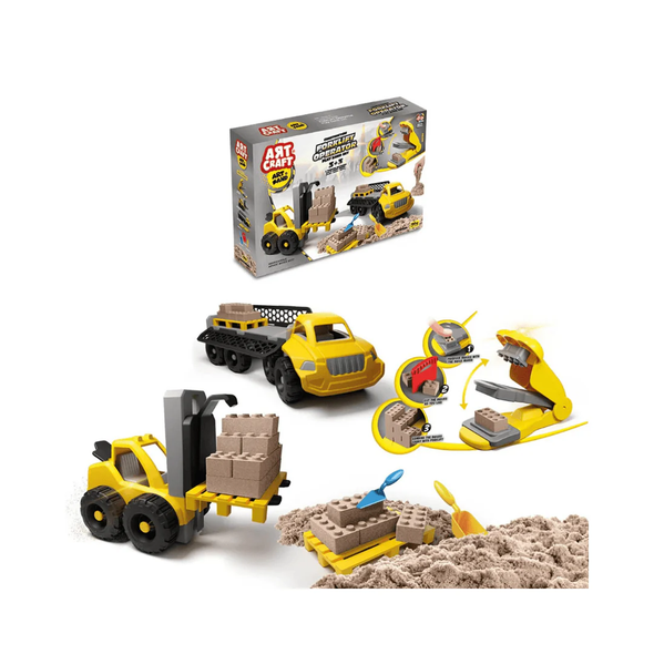 Dede Art Craft Forklift Operator Play Sand Set - Construction Vehicle Playset (3+3) | 03744
