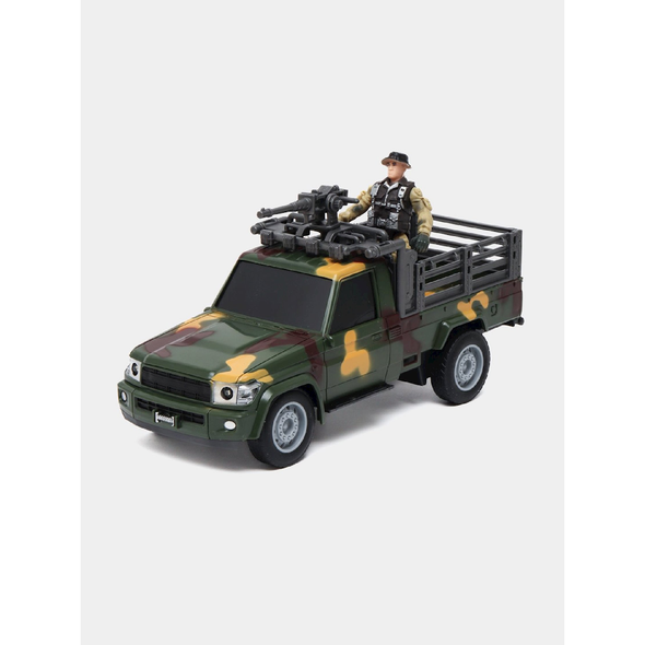World of Toys Gallant RC Military Pickup Truck 1:18 with Soldier Figure - Green | 858-331