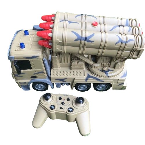 Toys RC Military Missile Truck 1:24 with Rotating Launcher, Lights & Sound - White | HT111 / HT1110