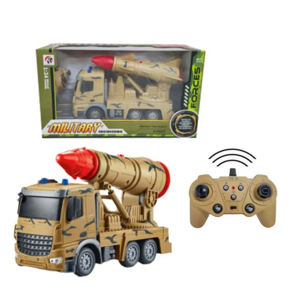 World of Toys RC Military Missile Truck 1:24 with Rotating Launcher, Lights & Sound | HT111 / HT1110