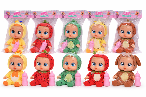 Cry Babies Style Baby Doll with Bottle - Yellow | 8838-20