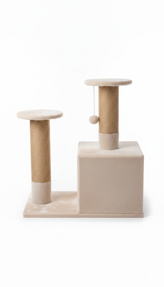 OEM Cat Scratcher Stand Double with Head - Beige