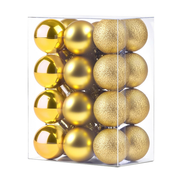 Gold Christmas Tree Ball Ornaments 30P | A9-30608G10