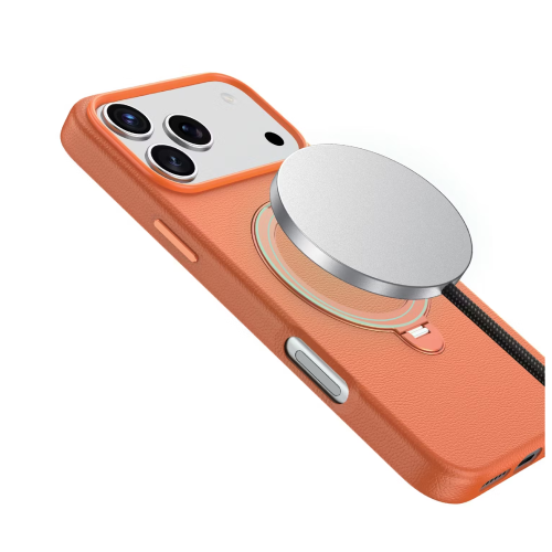 Green Lion Minster Leather Magsafe With Foldable Stand Design, iPhone 17 Pro - Orange | GNMSMG17POG