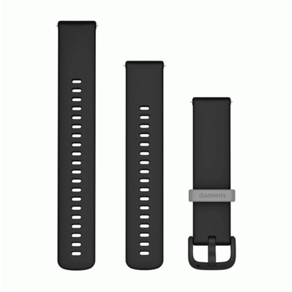 Garmin Quick Release Bands (20 mm) Black Silicone Band 20mm Black With Slate Hardware For VIVOACTIVE 5 | 010-12932-30